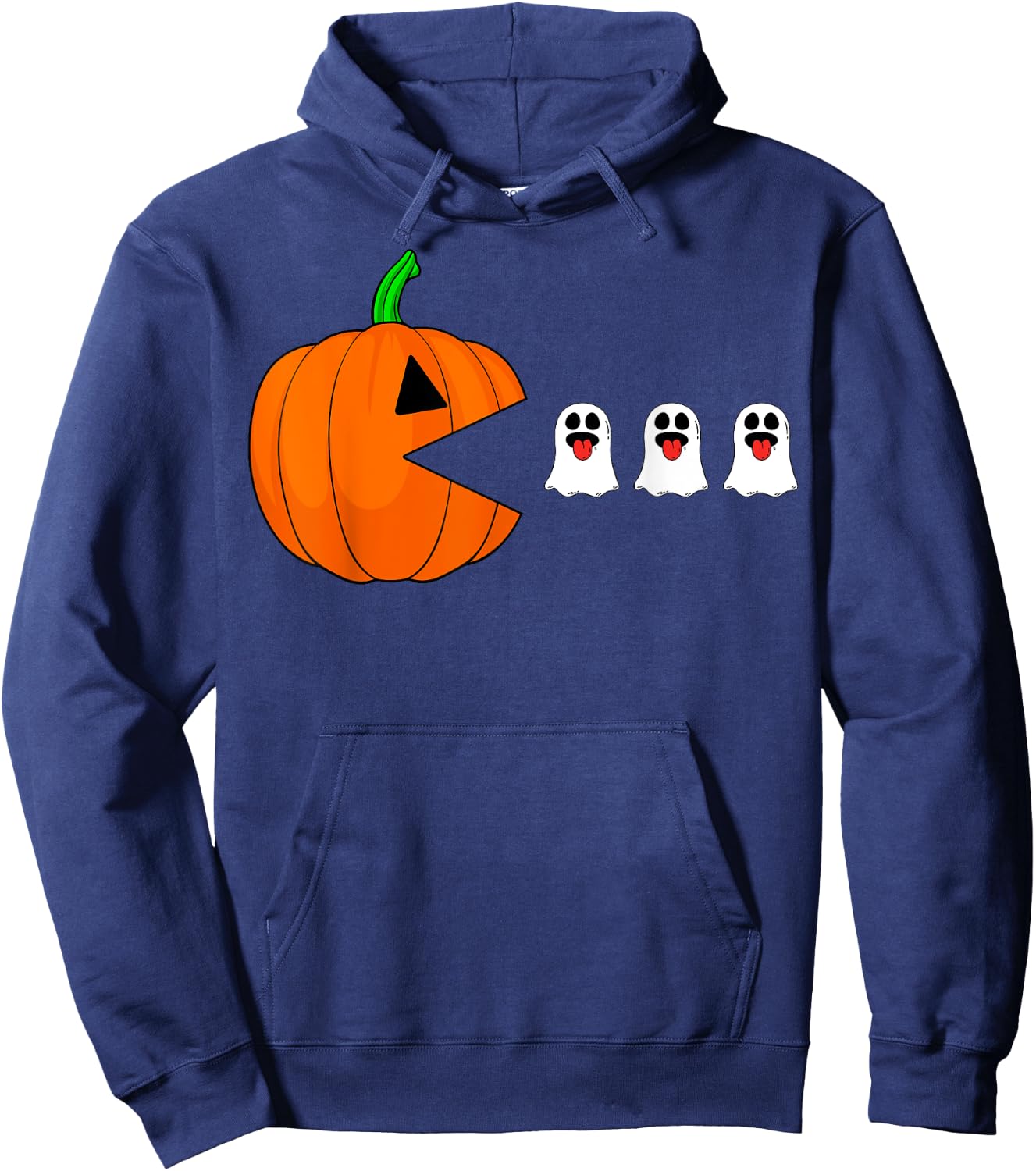 Halloween Gamer Pumpkin Eating Ghost Costume Men Boys Kids Hoodie - Hoodie | Navy