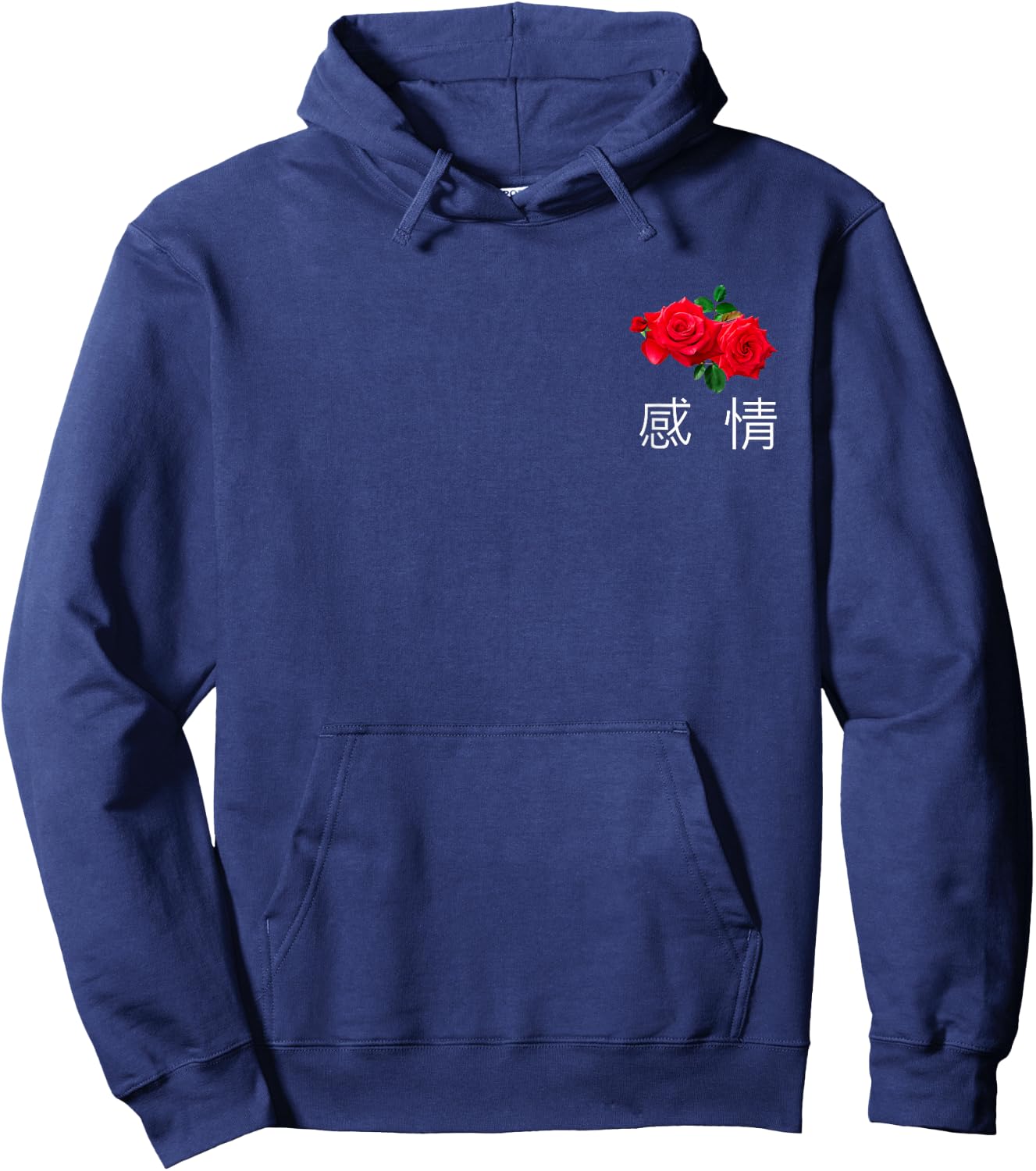 Rose with Japanese Text Aesthetic Vaporwave Shirt Hoodie - Hoodie | Navy