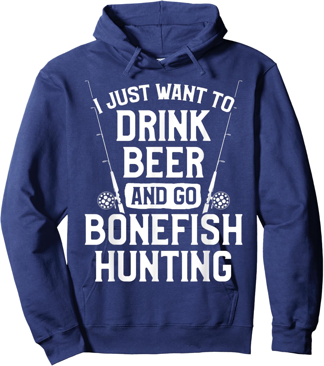 Bonefish Hunter Hunting Fisherman Drink Beer Fishing Hoodie - Hoodie | Navy