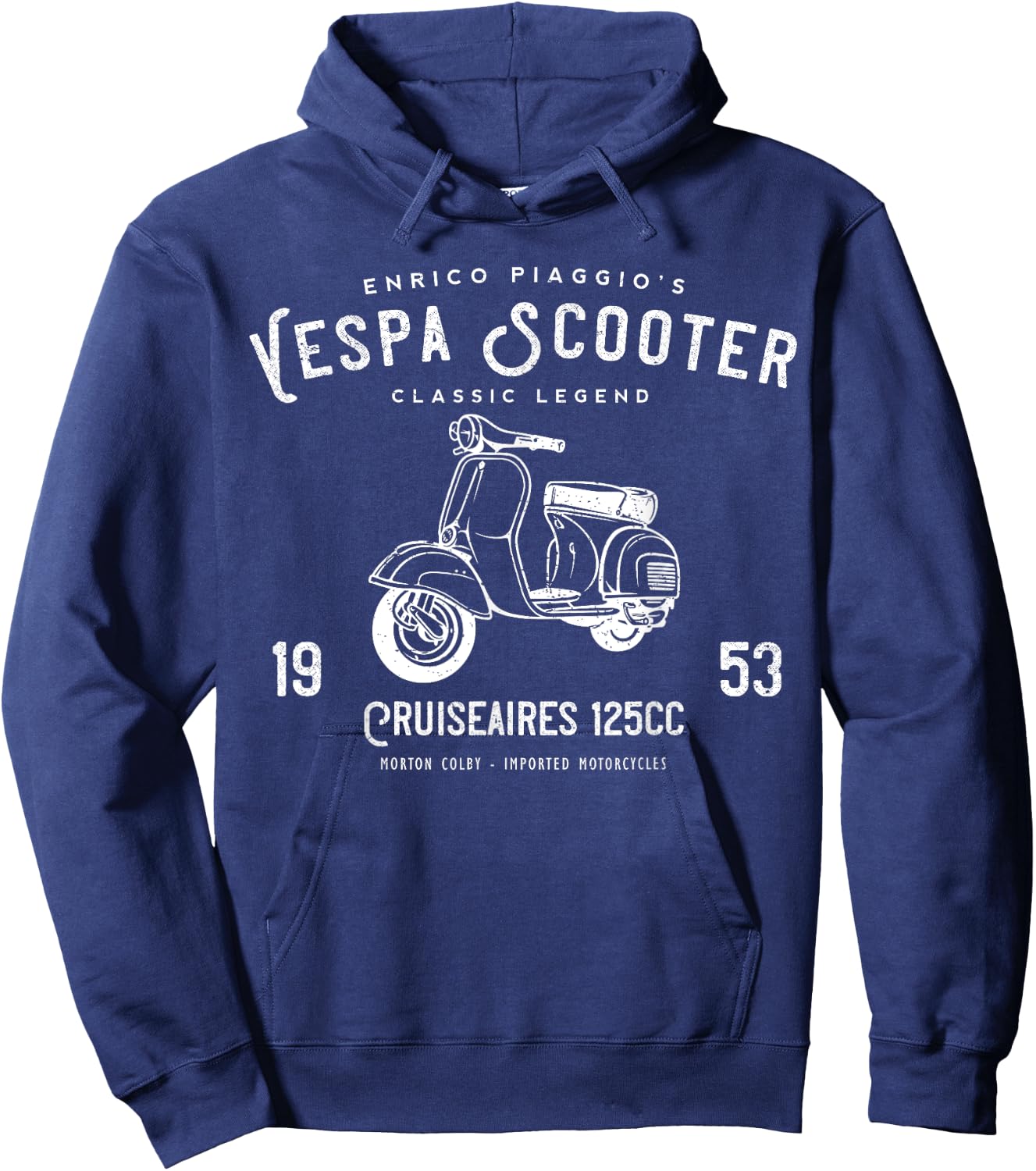 Vintage Piaggio Scooter 1953 125cc T Shirt Original Design Hoodie - Hoodie | Navy