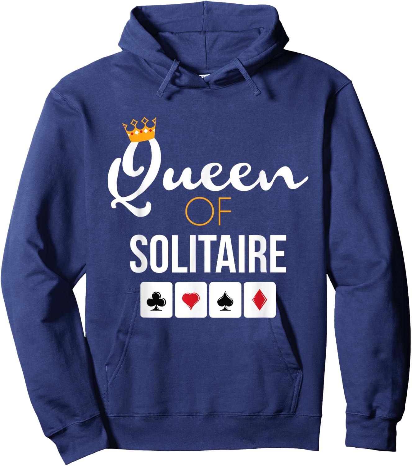 Queen of Solitaire Card Game Solitaire Player Gift Hoodie - Hoodie | Navy