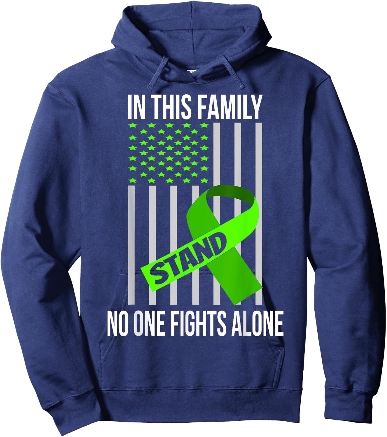 USA Flag Lime Green Ribbon Products Lymphoma Awareness Men Hoodie - Hoodie | Navy