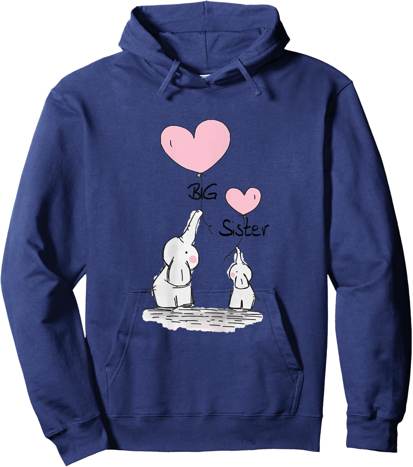 Big Sister Cute Elephants Gift Toddler Siblings Hoodie - Hoodie | Navy