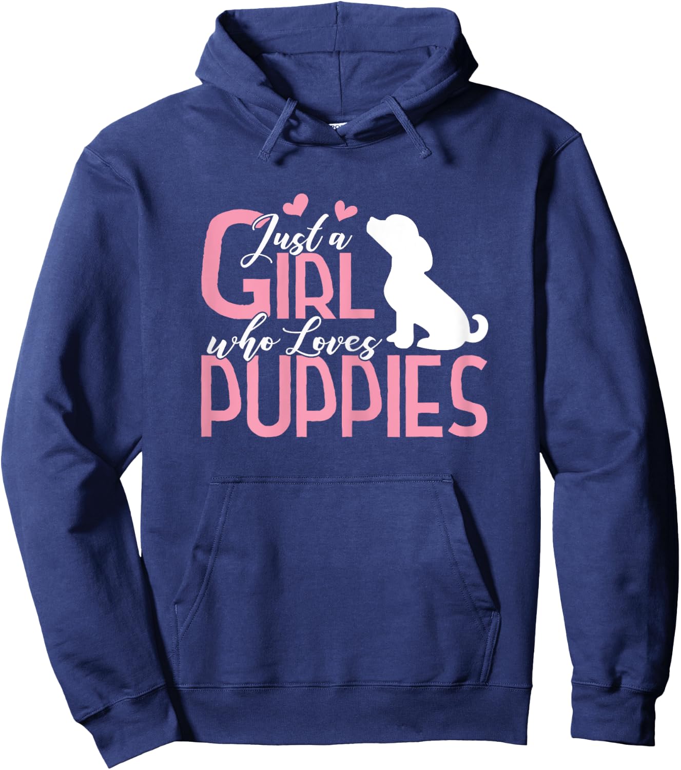 Just a Girl who Loves Puppies Shirt Puppy Dog Lover Gift Hoodie - Hoodie | Navy