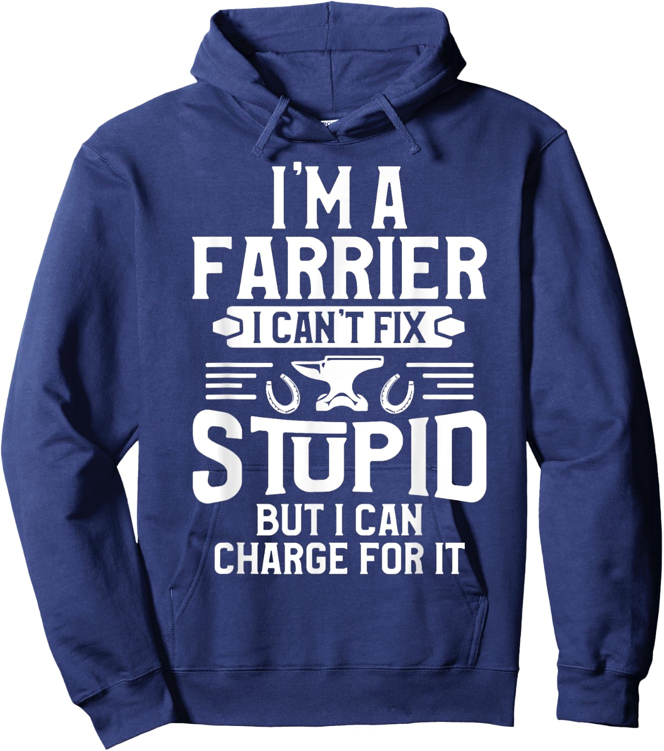 Farrier Charge Horseshoe Hoof Trimming Equine Shoeing Hoodie - Hoodie | Navy