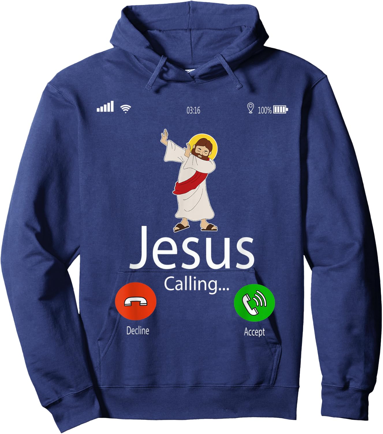 Dabbing Jesus Is Calling Christian Christmas Gift Xmas Hoodie - Hoodie | Navy