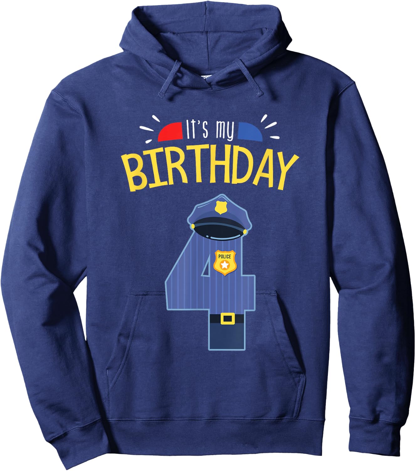 4th Birthday 4 Year Old Boys Police Officer Uniform Hoodie - Hoodie | Navy
