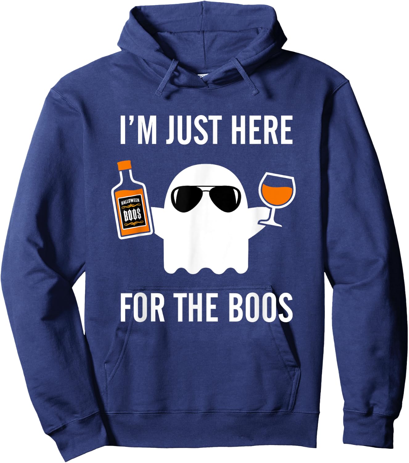 I'm Just Here For The Boos Funny Halloween Liquor Hoodie - Hoodie | Navy