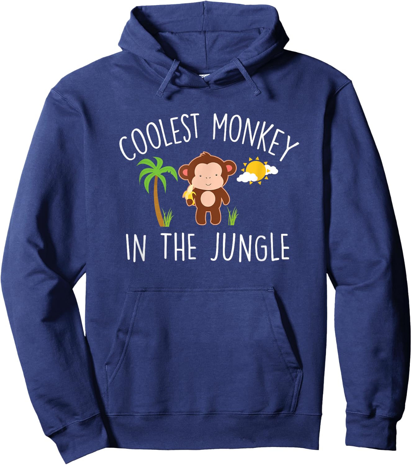 Coolest Monkey in the Jungle Funny Quote Cute Monkey Graphic Hoodie - Hoodie | Navy
