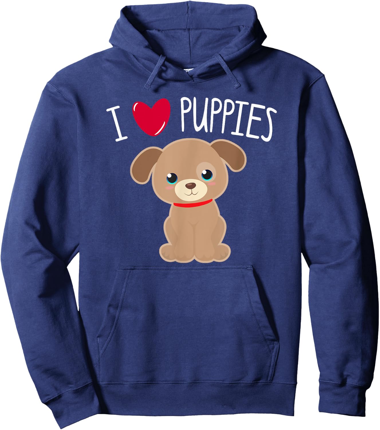 I LOVE PUPPIES Heart Cute Kawaii Puppy Dog Pet Owner Mom Kid Hoodie - Hoodie | Navy