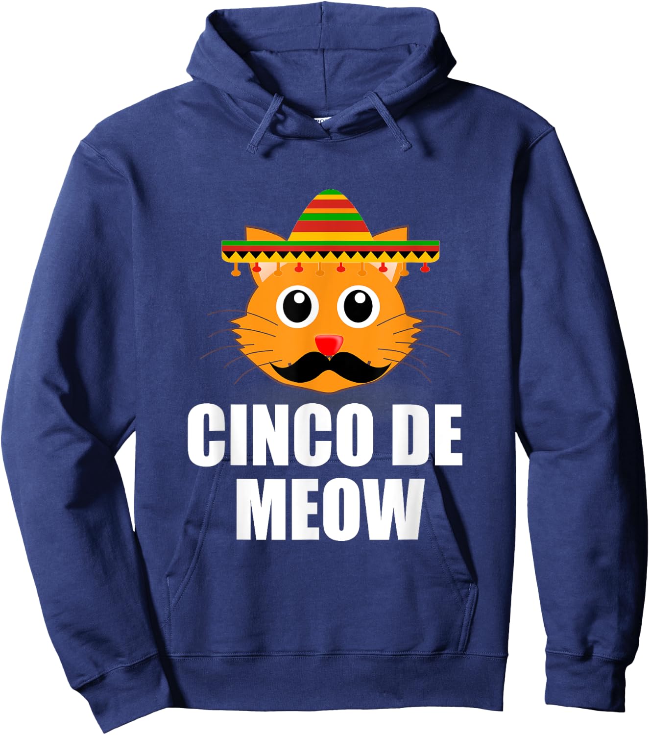 Vintage Cinco De Mayo Cat Lover Meow Pun Hoodie - Hoodie | Navy