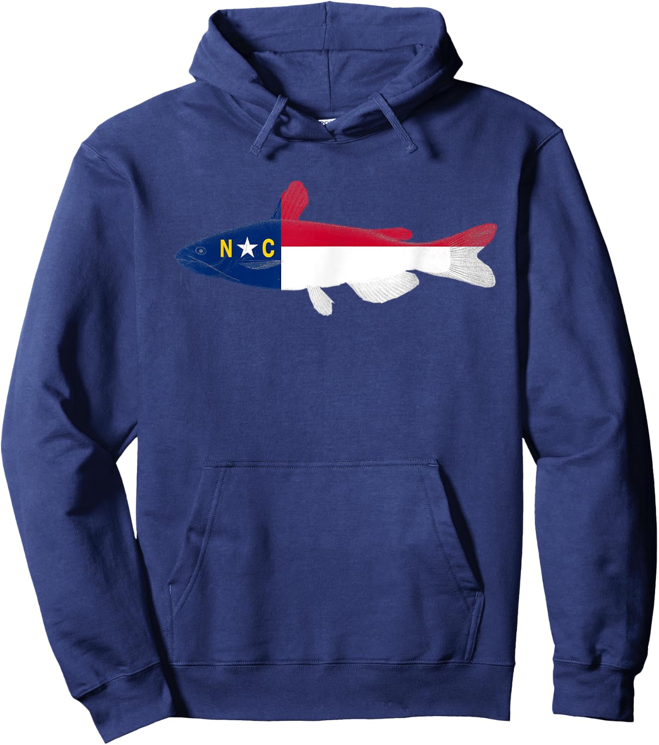 North Carolina State Flag Catfish Fishing Shirt Hoodie - Hoodie | Navy