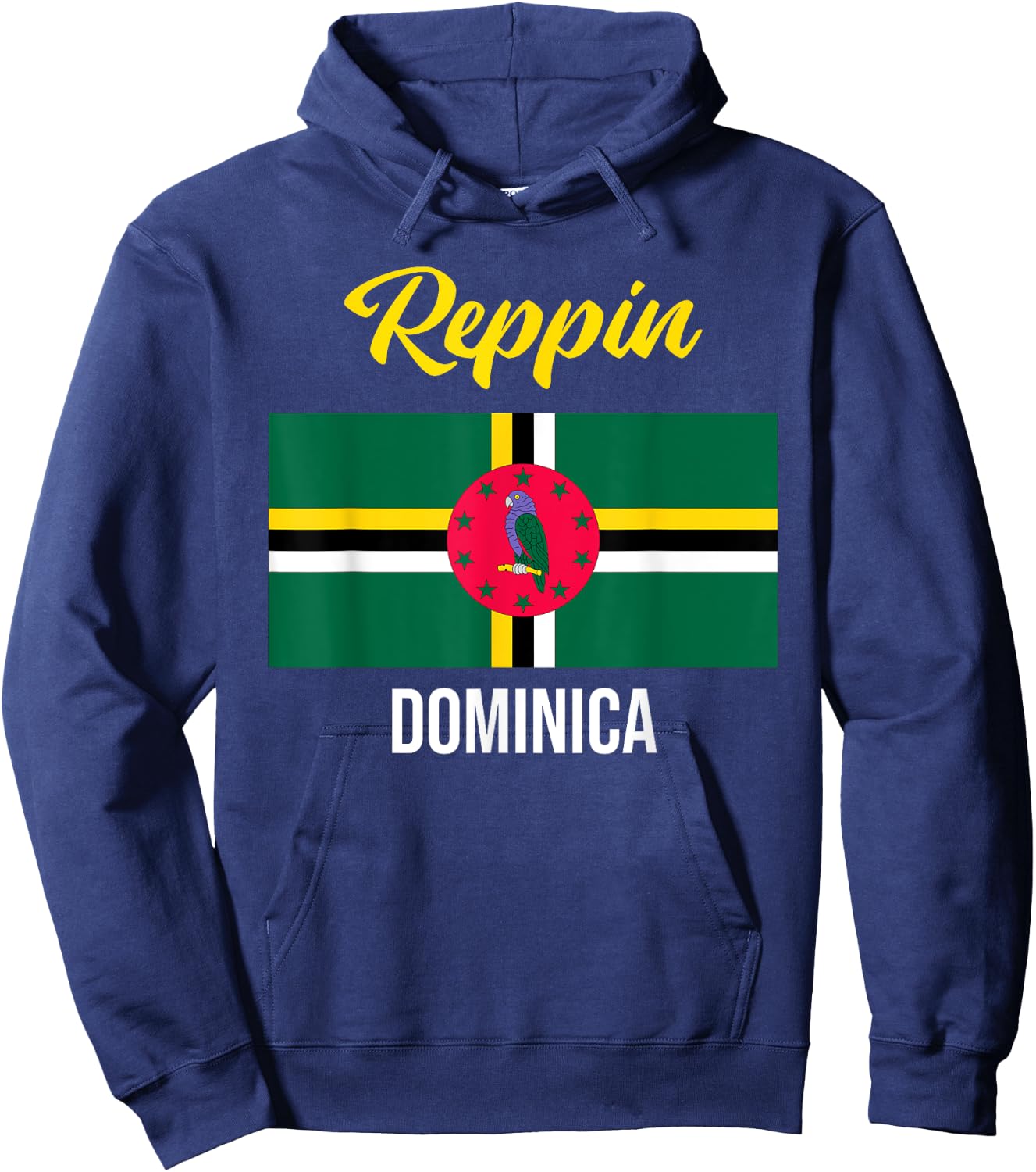 Dominica Flag Reppin West Indies Vacation T Shirt Hoodie - Hoodie | Navy