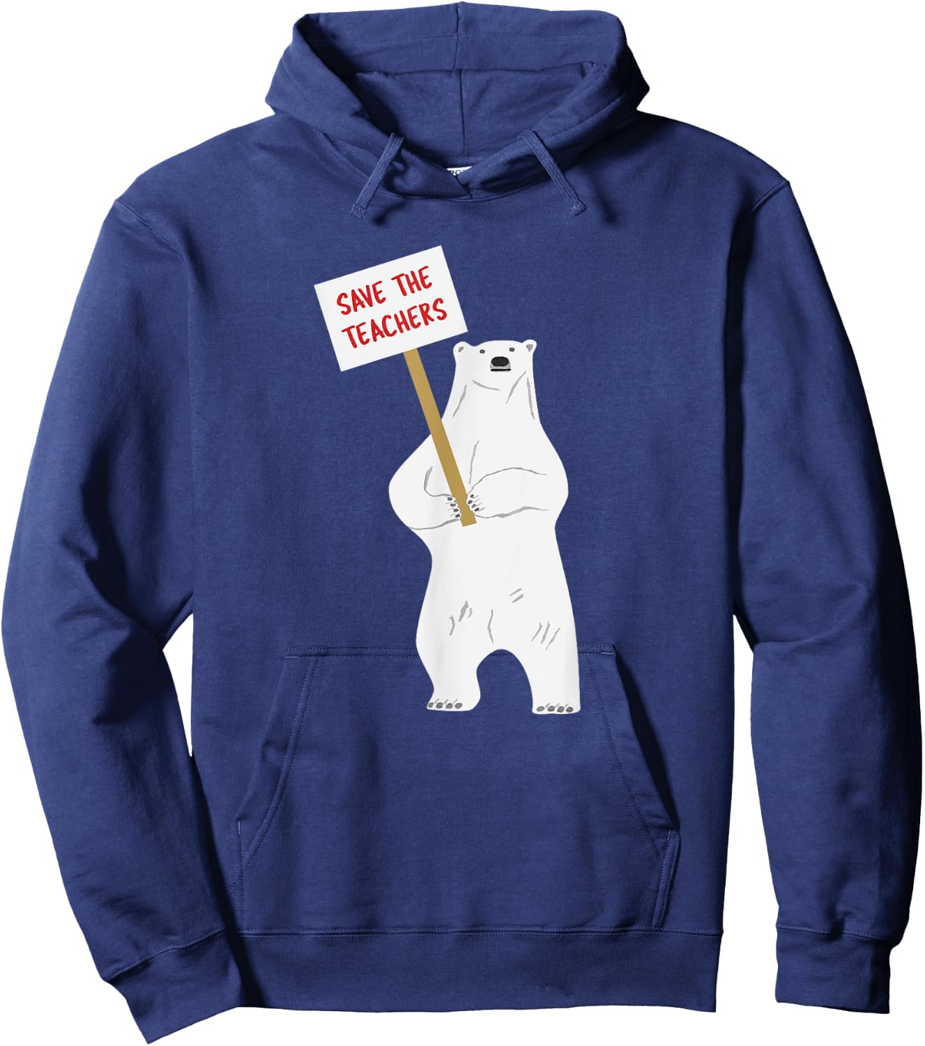 Save the Teachers Cute Polar Bear Women Girls Kids Hoodie - Hoodie | Navy