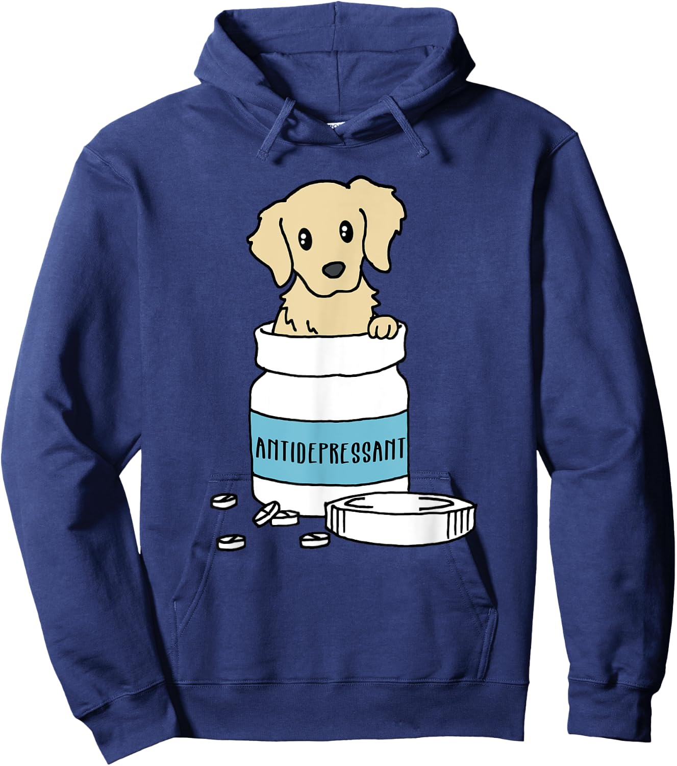 Dog Antidepressant | Funny Golden Retriever Dog Shirt Hoodie - Hoodie | Navy
