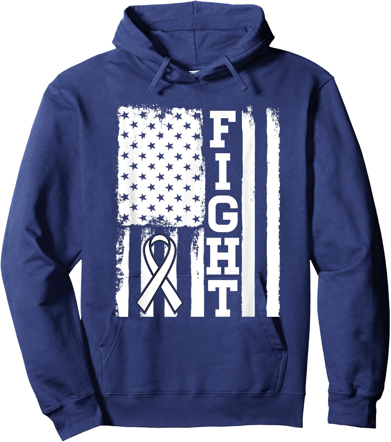 Fight Flag - Lung Cancer Shirt Gift Lung Cancer Fighter Hoodie - Hoodie | Navy