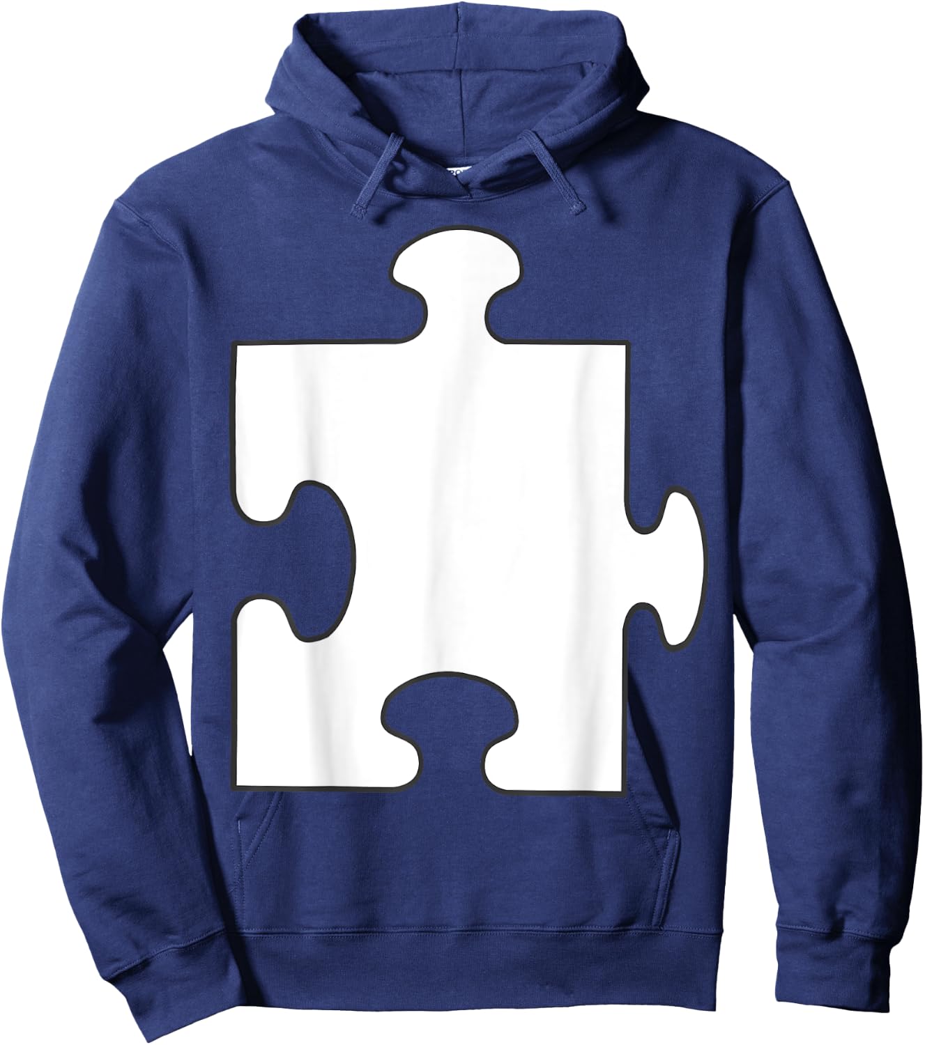 Halloween Couple Group Costumes - White Puzzle Piece Costume Hoodie - Hoodie | Navy