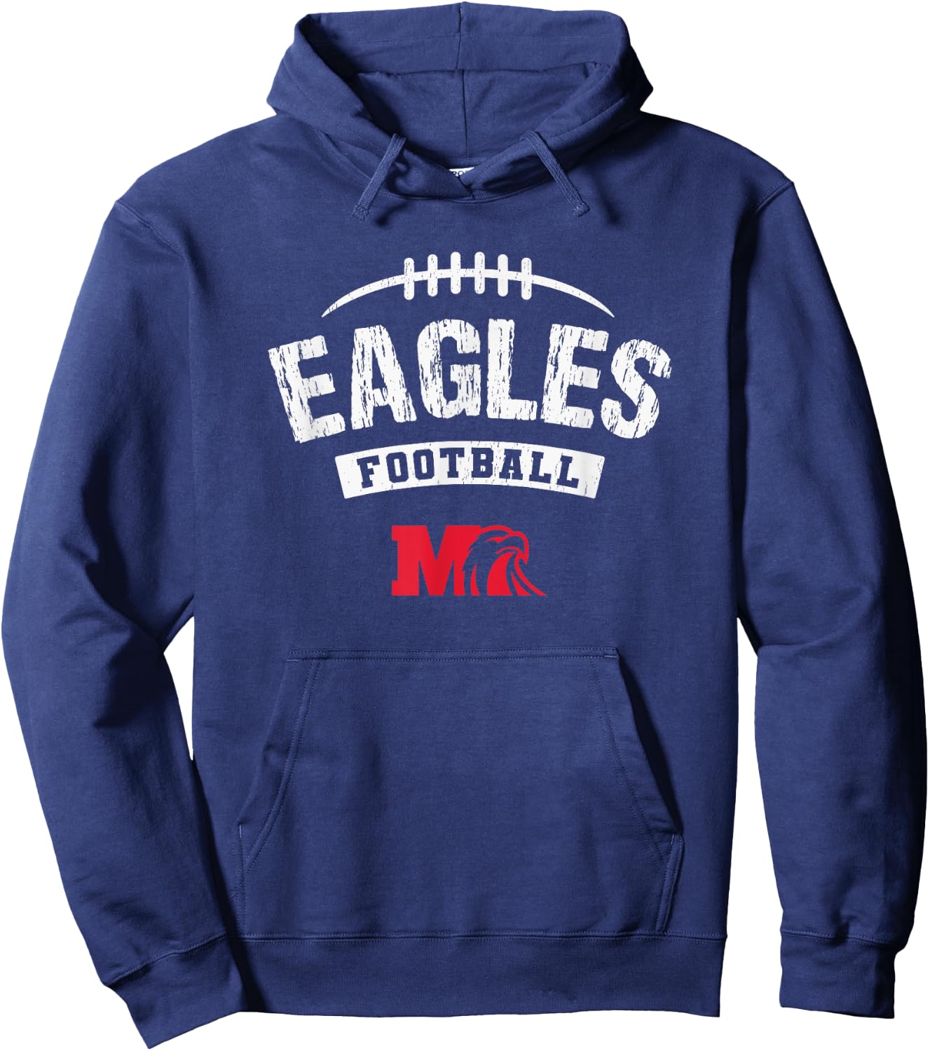 Milford Eagles Logo Football Distressed HS Hoodie - Hoodie | Navy