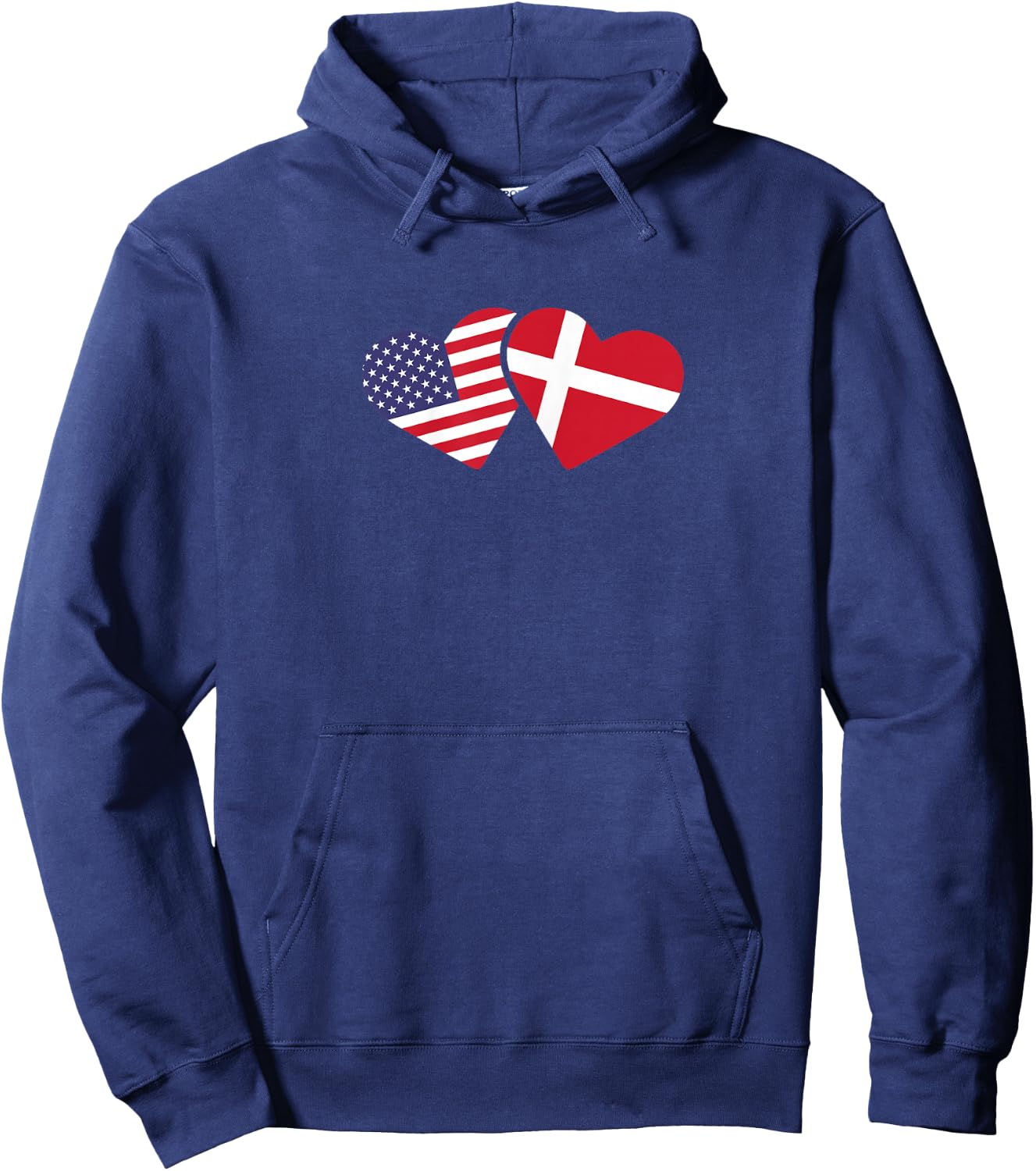 Denmark USA Flag T Shirt Heart Danish American Love Hoodie - Hoodie | Navy
