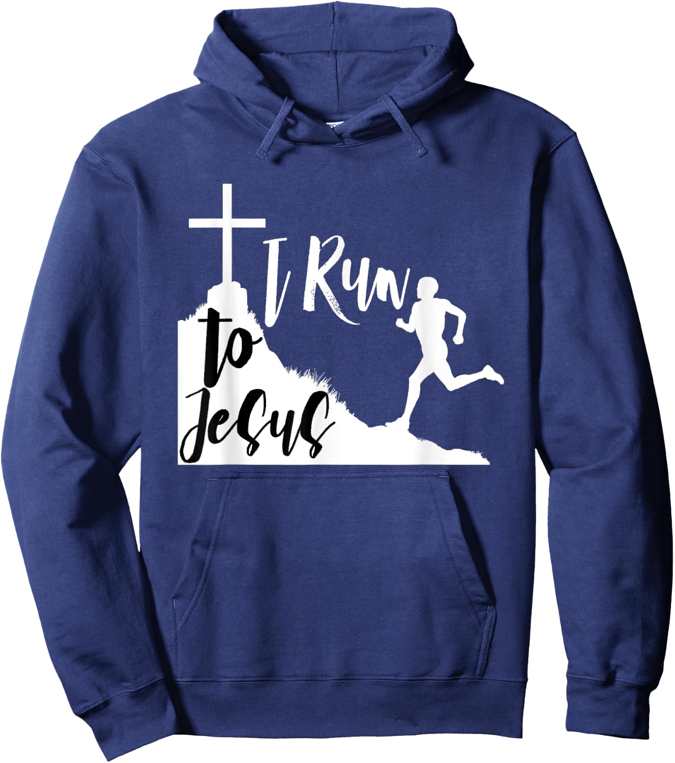 I run to Jesus Shirt Running Jogging Religious Christian BW1 Hoodie - Hoodie | Navy