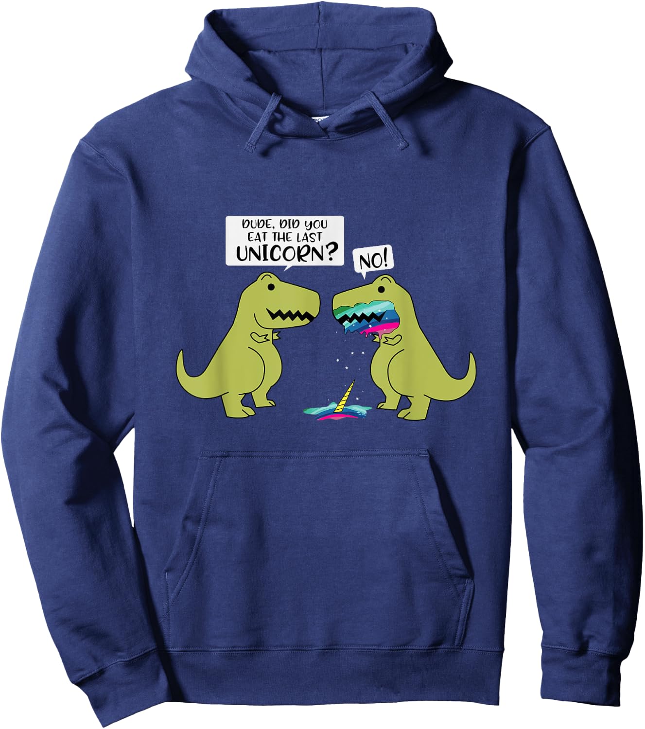 Funny Did You Eat The Last Unicorn Dinosaur Short Sleeve Hoodie - Hoodie | Navy