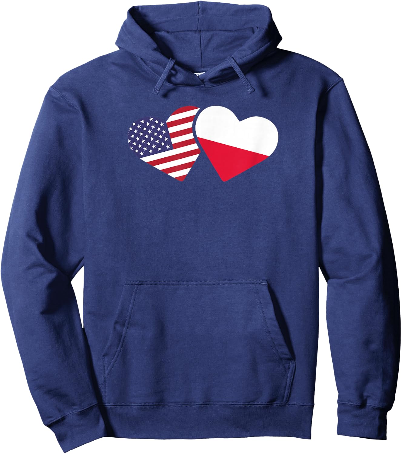 Poland USA Flag T Shirt Heart Polish American Love Hoodie - Hoodie | Navy