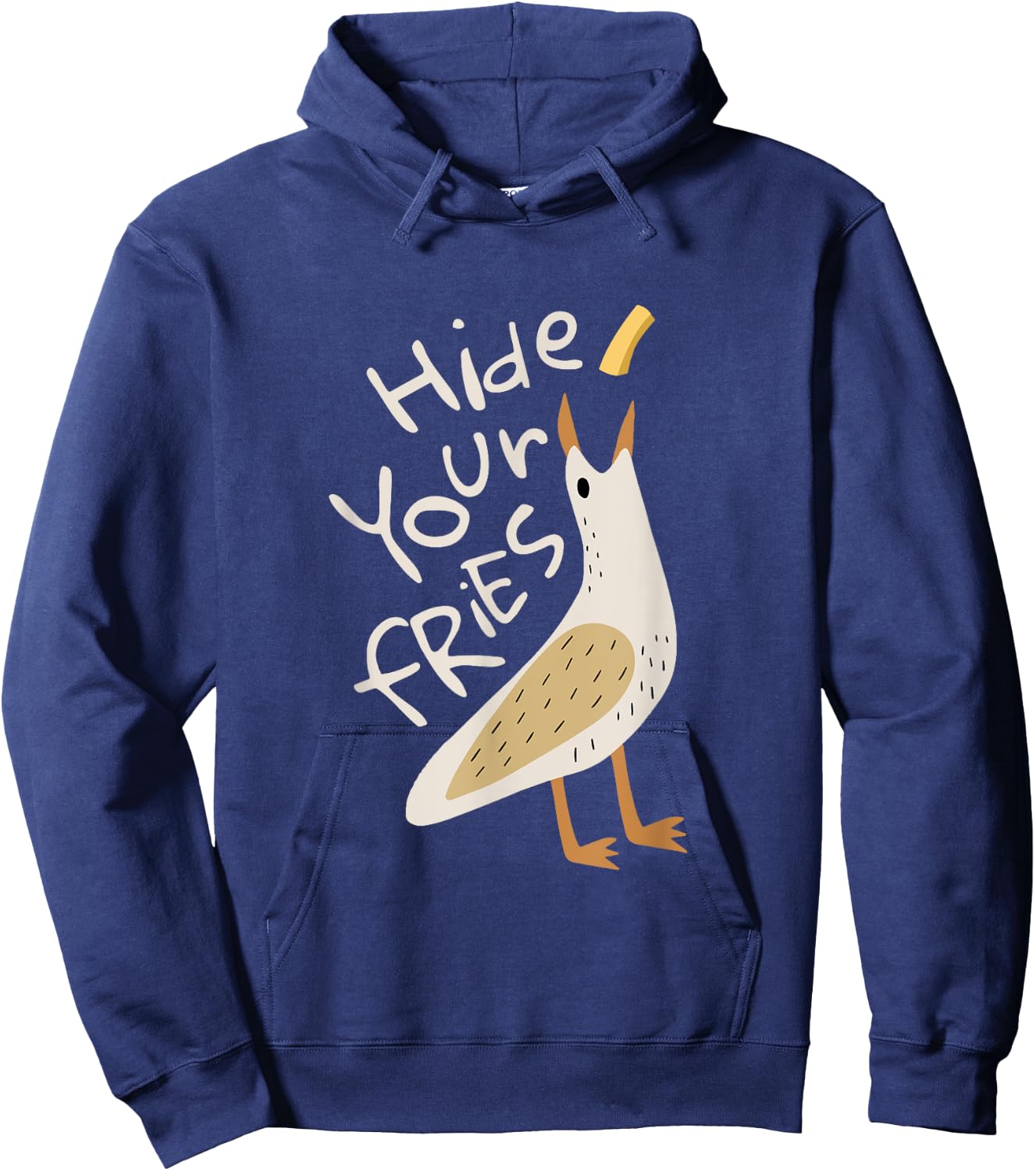Hide Your Fries Funny Seagull Whimsical Food Humor Hoodie - Hoodie | Navy
