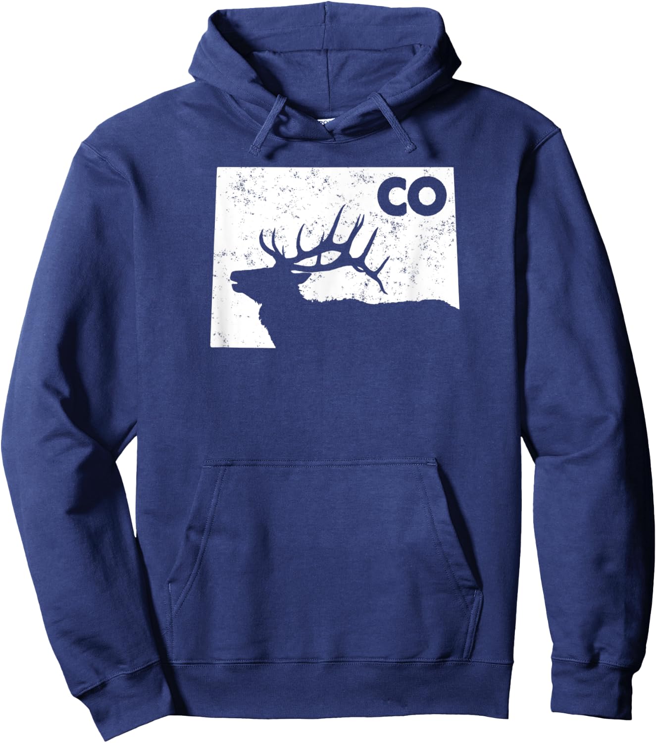 Colorado Elk Hunting Shirt - Bull Elk State Shape Hoodie - Hoodie | Navy