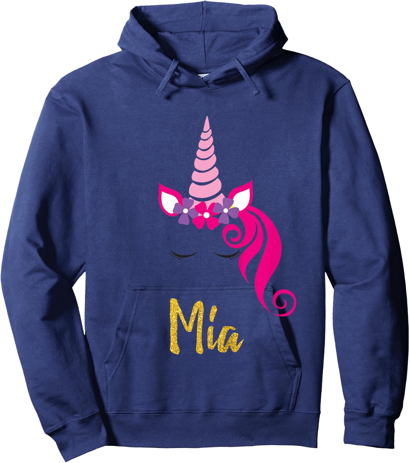 Kids Mia Unicorn Shirt Girls Personalized Name Mia Gift Hoodie - Hoodie | Navy