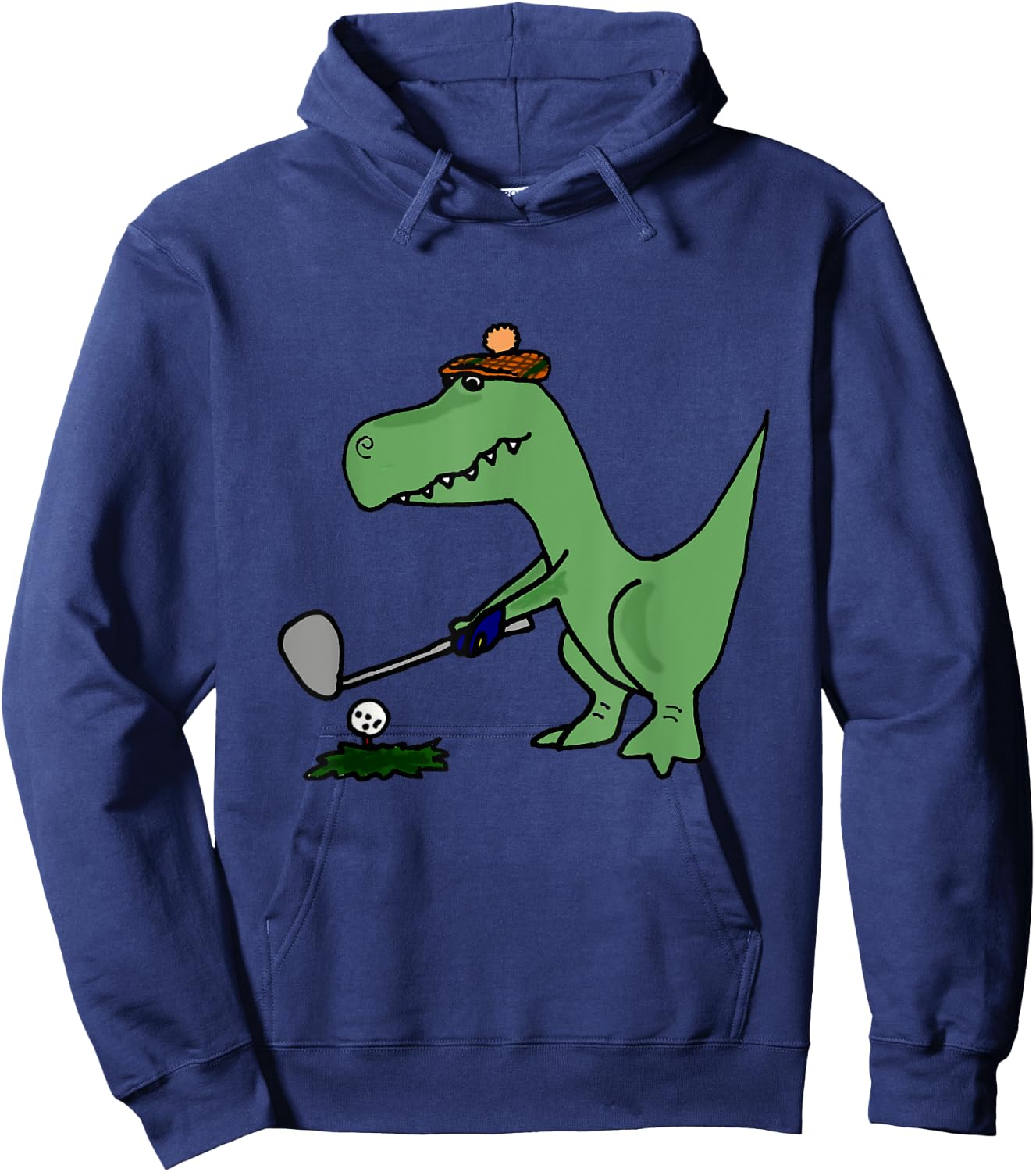 Smiletodaytees Funny T-Rex Dinosaur Playing Golf Hoodie - Hoodie | Navy