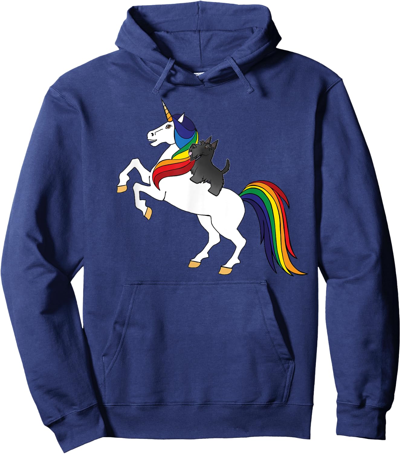 Cute Kid Girls Rainbow Unicorn Scottish Terrier Lover Hoodie - Hoodie | Navy