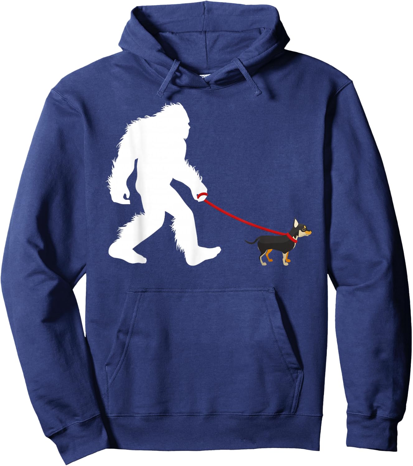 Bigfoot Walking Chihuaha Dog Walker Hoodie - Hoodie | Navy