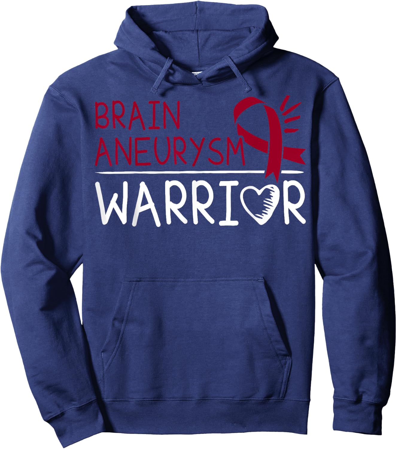 Brain Aneurysm Gift - Burgundy Awareness Ribbon Hoodie - Hoodie | Navy