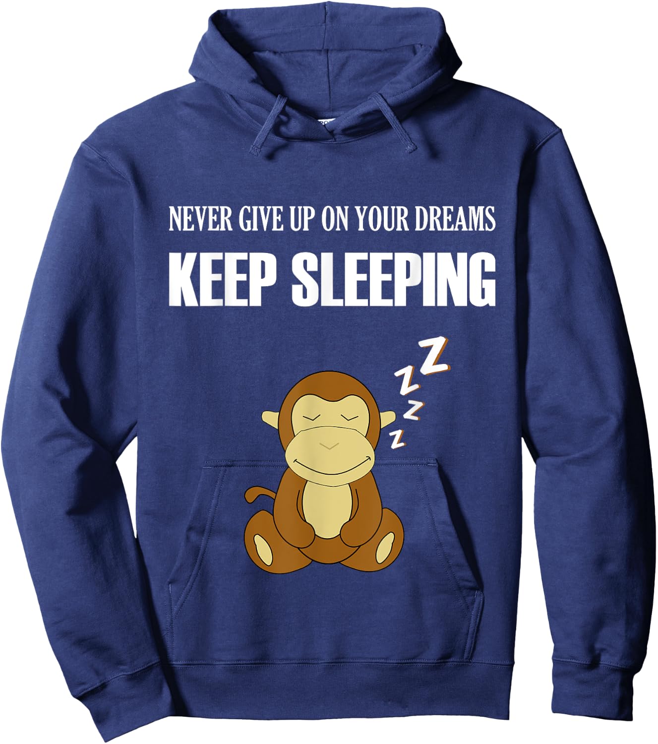 Monkey Shirt - Keep Sleeping - Humor - Funny Graphic Pyjama Hoodie - Hoodie | Navy