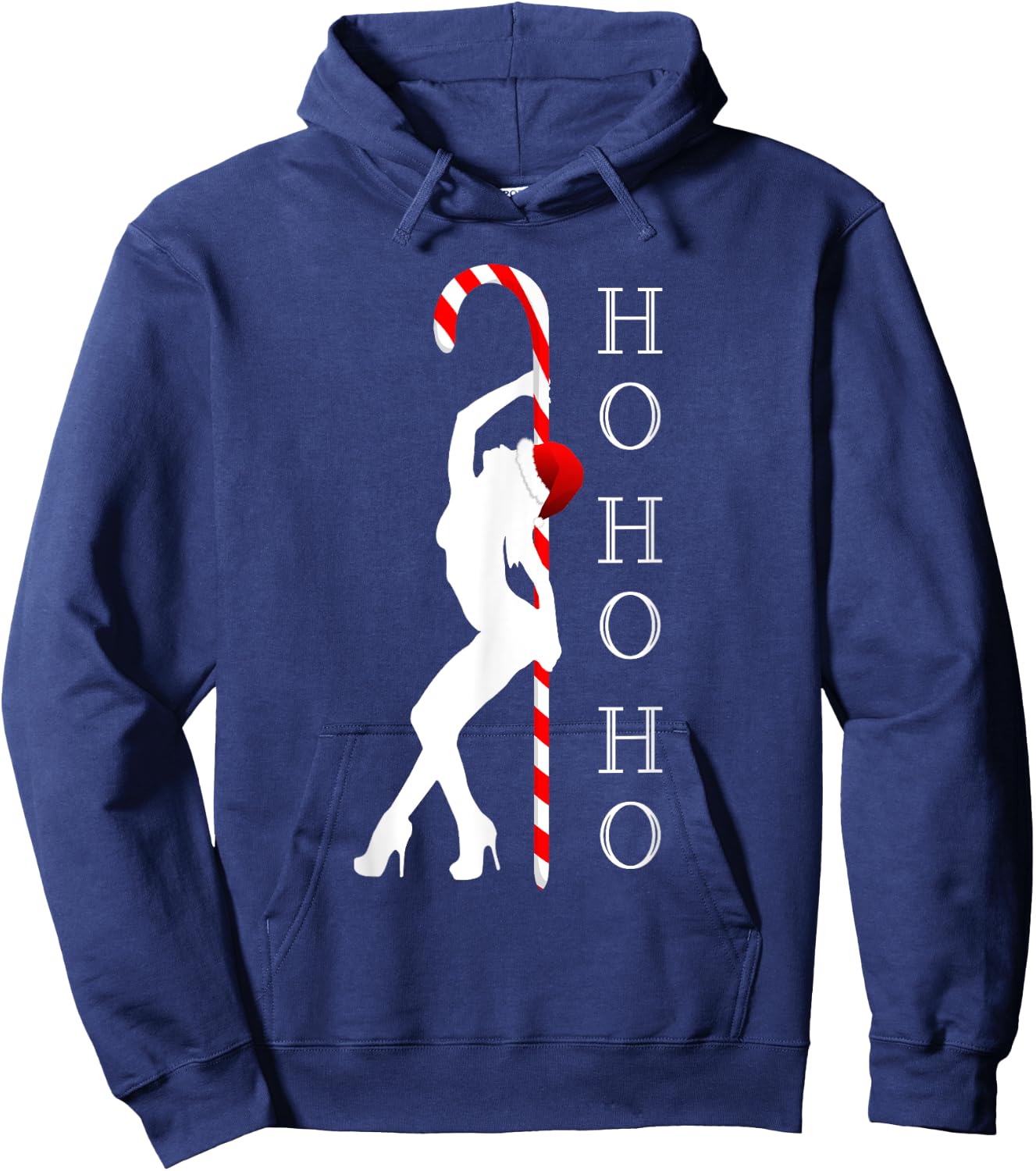"Naughty Stripper HoHoHo" Funny Ugly Christmas Sweater Party Hoodie - Hoodie | Navy
