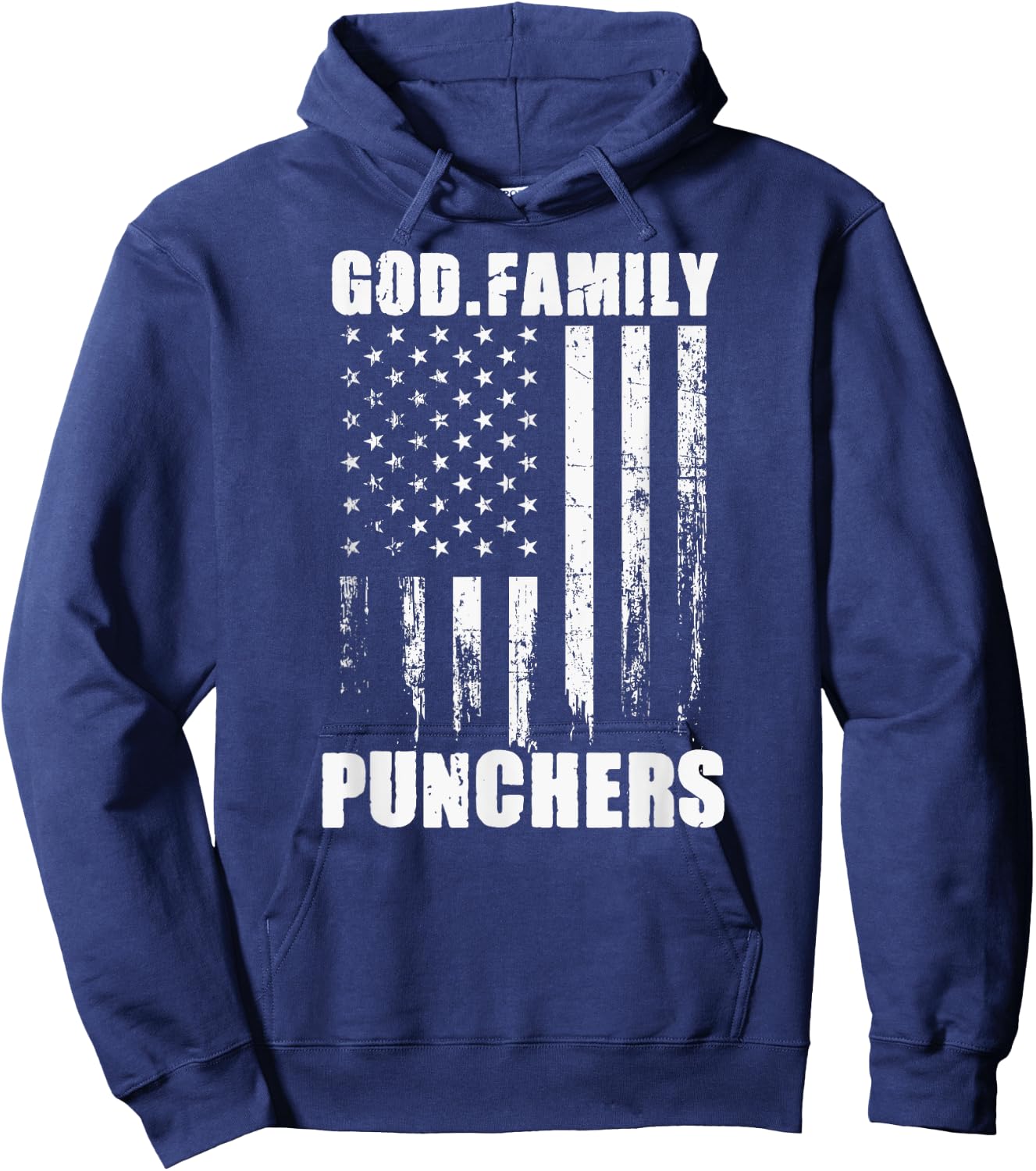 Mason Punchers God. Family. Vintage USA Flag Hoodie - Hoodie | Navy