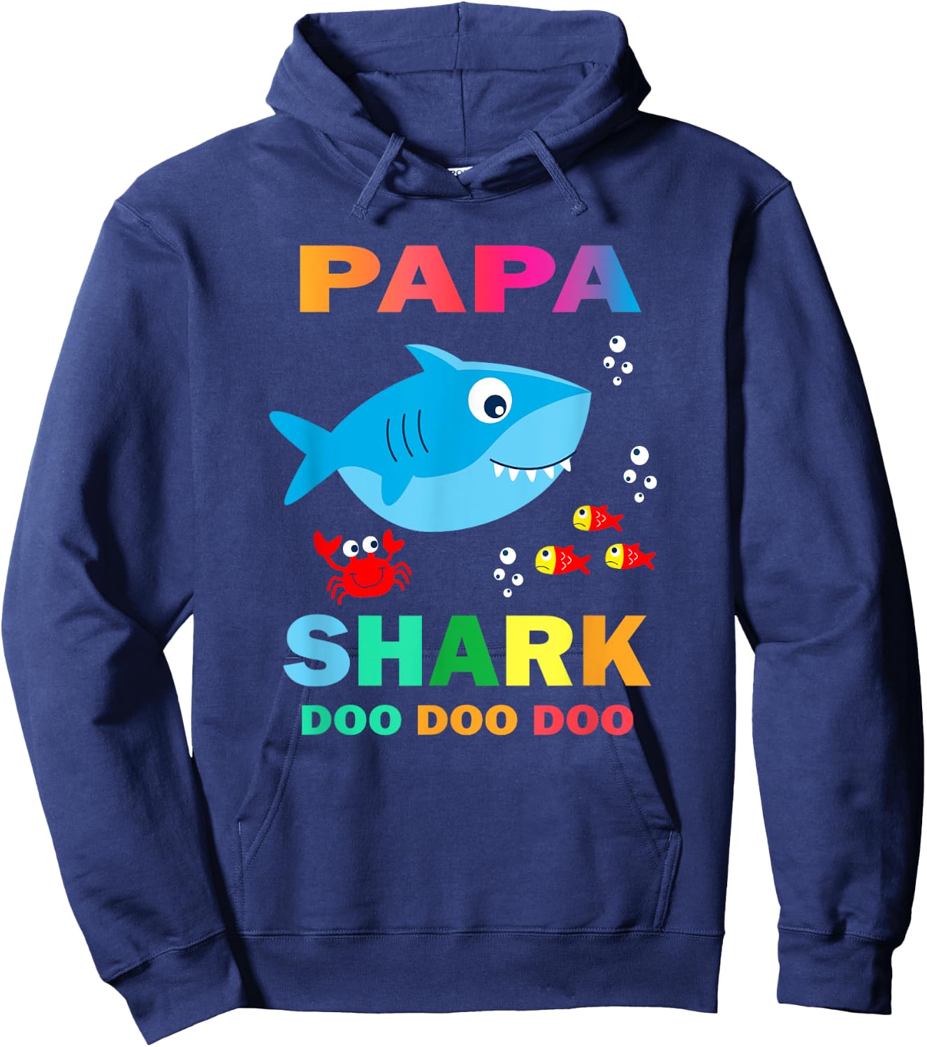 Papa Shark Shirt, Fathers Day Gift From Wife Son Daughter Hoodie - Hoodie | Navy