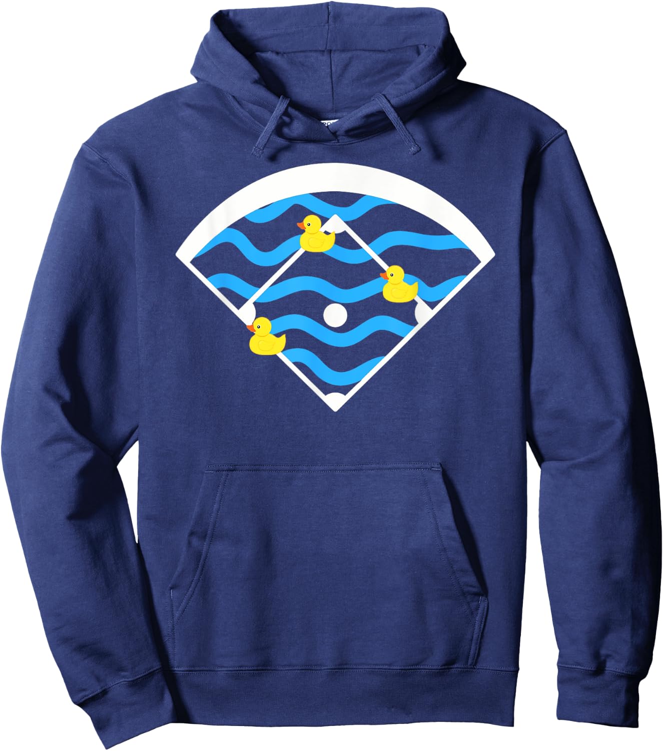Ducks Left on the Pond Funny Baseball Field Hoodie - Hoodie | Navy
