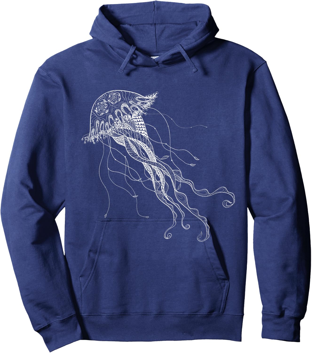 Lived In for Ocean Lovers Modern Jellyfish Graphic -Adults Blue Small Classic Fit Hoodie - Hoodie | Navy