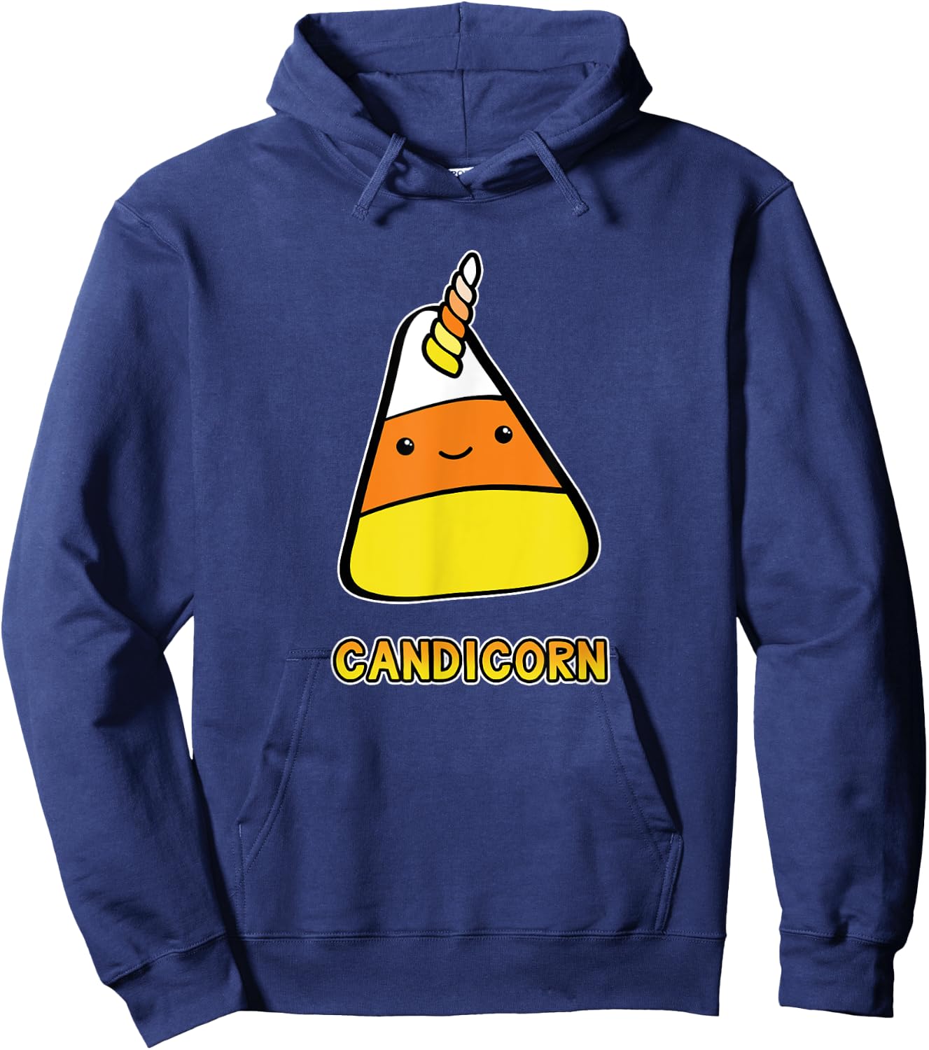 Candy Corn Kawaii Halloween Unicorn Pun Candicorn Hoodie - Hoodie | Navy
