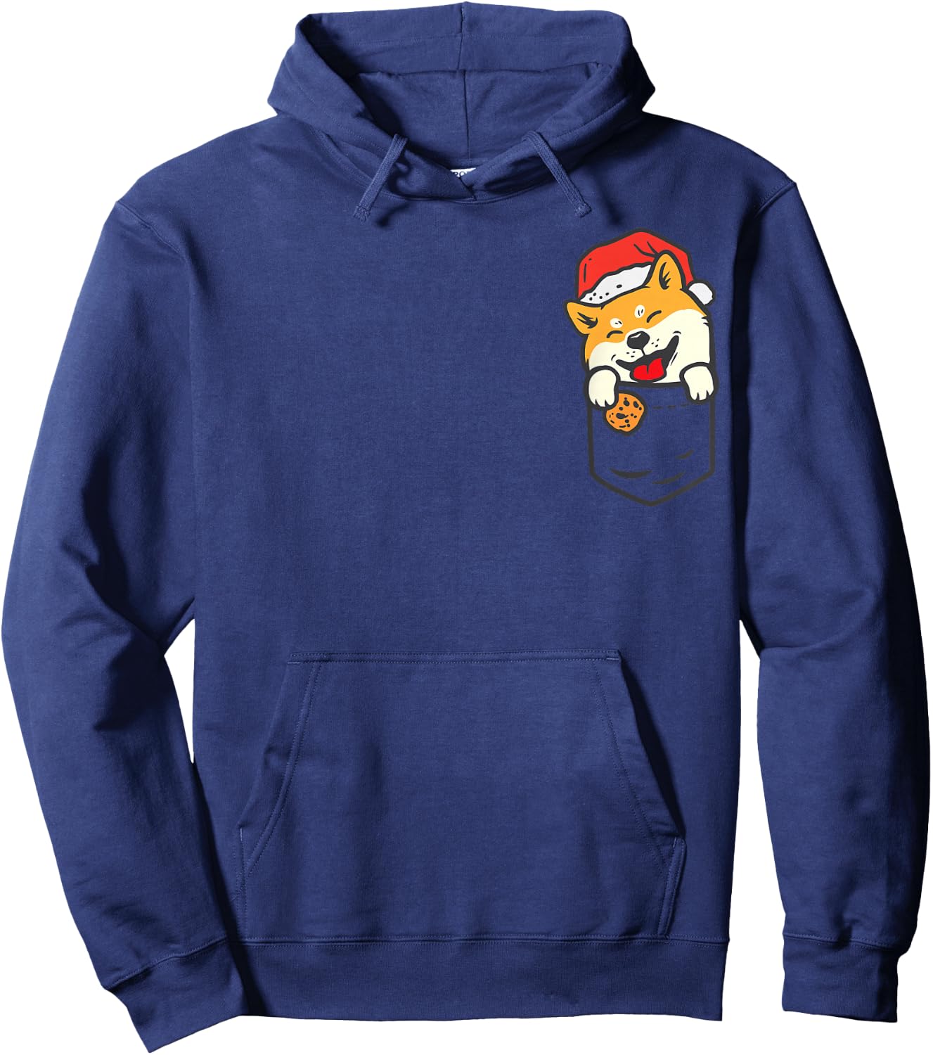 Pocket Shiba Inu Santa Cookie Cute Christmas Dog Owner PJ Hoodie - Hoodie | Navy