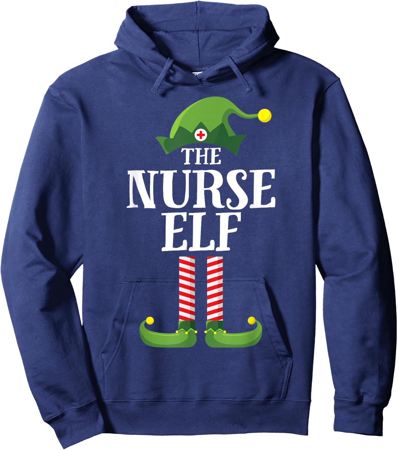 Nurse Elf Matching Family Group Christmas Party Pyjamas Hoodie - Hoodie | Navy