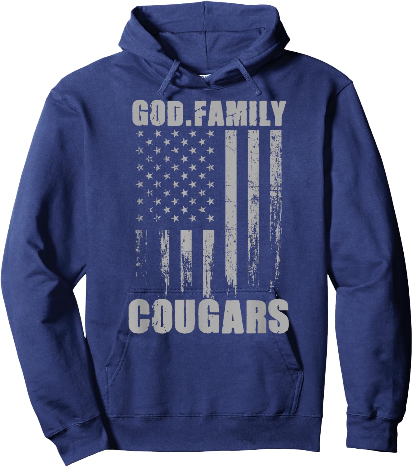 Franklin Cougars God. Family. Vintage USA Flag Hoodie - Hoodie | Navy