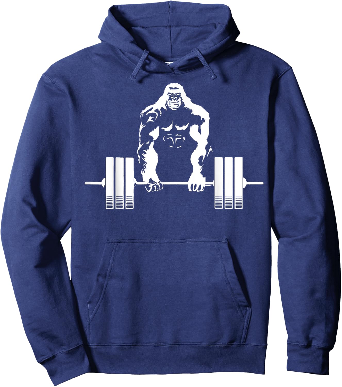 Weightlifting Gorilla Gym - Fitness Gorilla Lifting - Black, , Small, Short Sleeve, Classic Fit, Cotton, Polyester Blend Hoodie - Hoodie | Navy