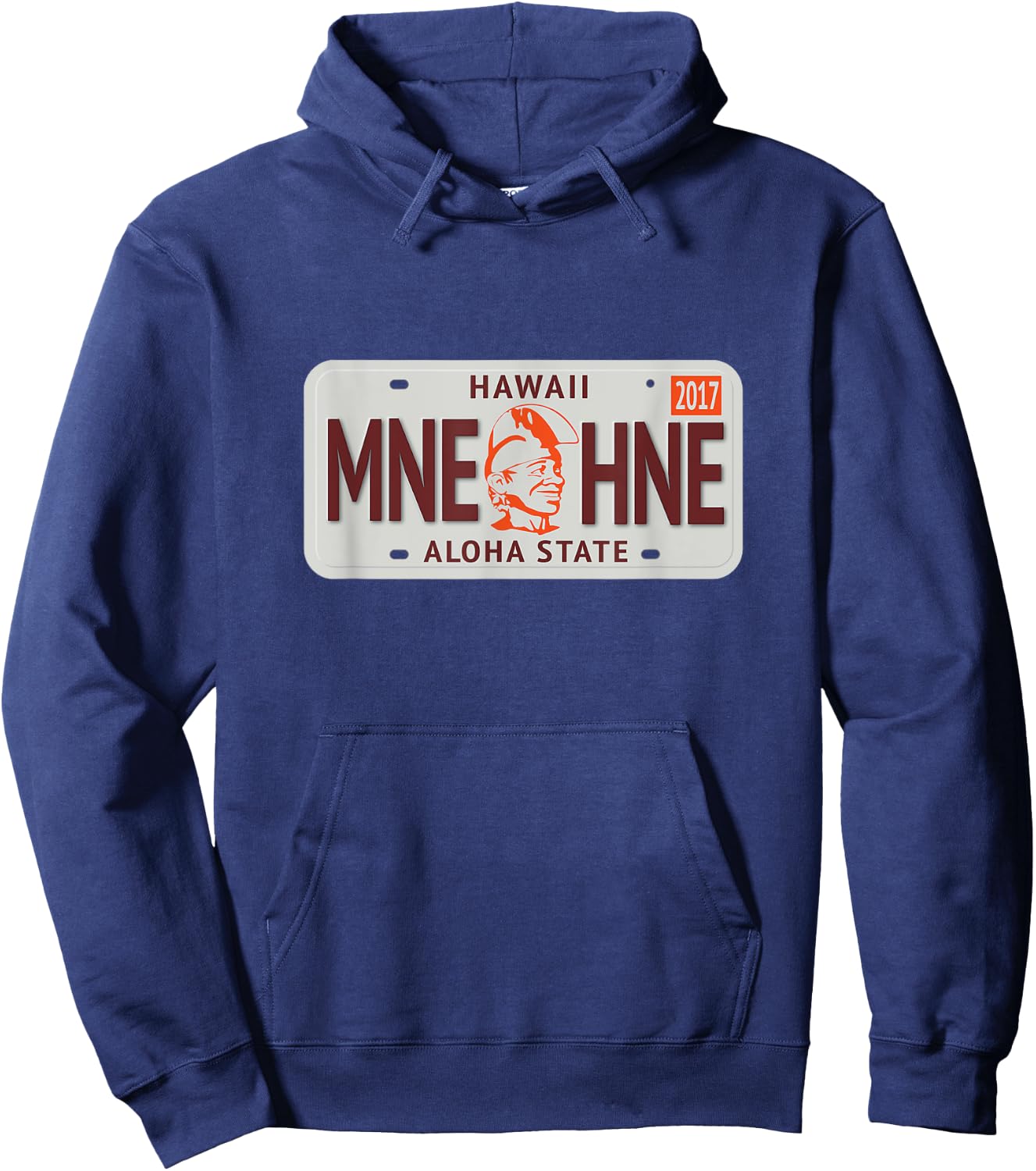 Retro Hawaiian License Plate feat. the Menehune Hoodie - Hoodie | Navy