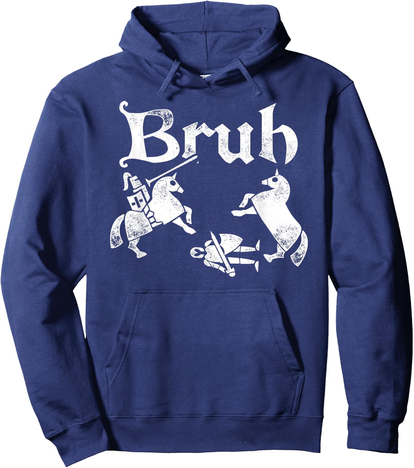 Funny Renfaire Bruh Knight Silhouette Jousting Hoodie - Hoodie | Navy