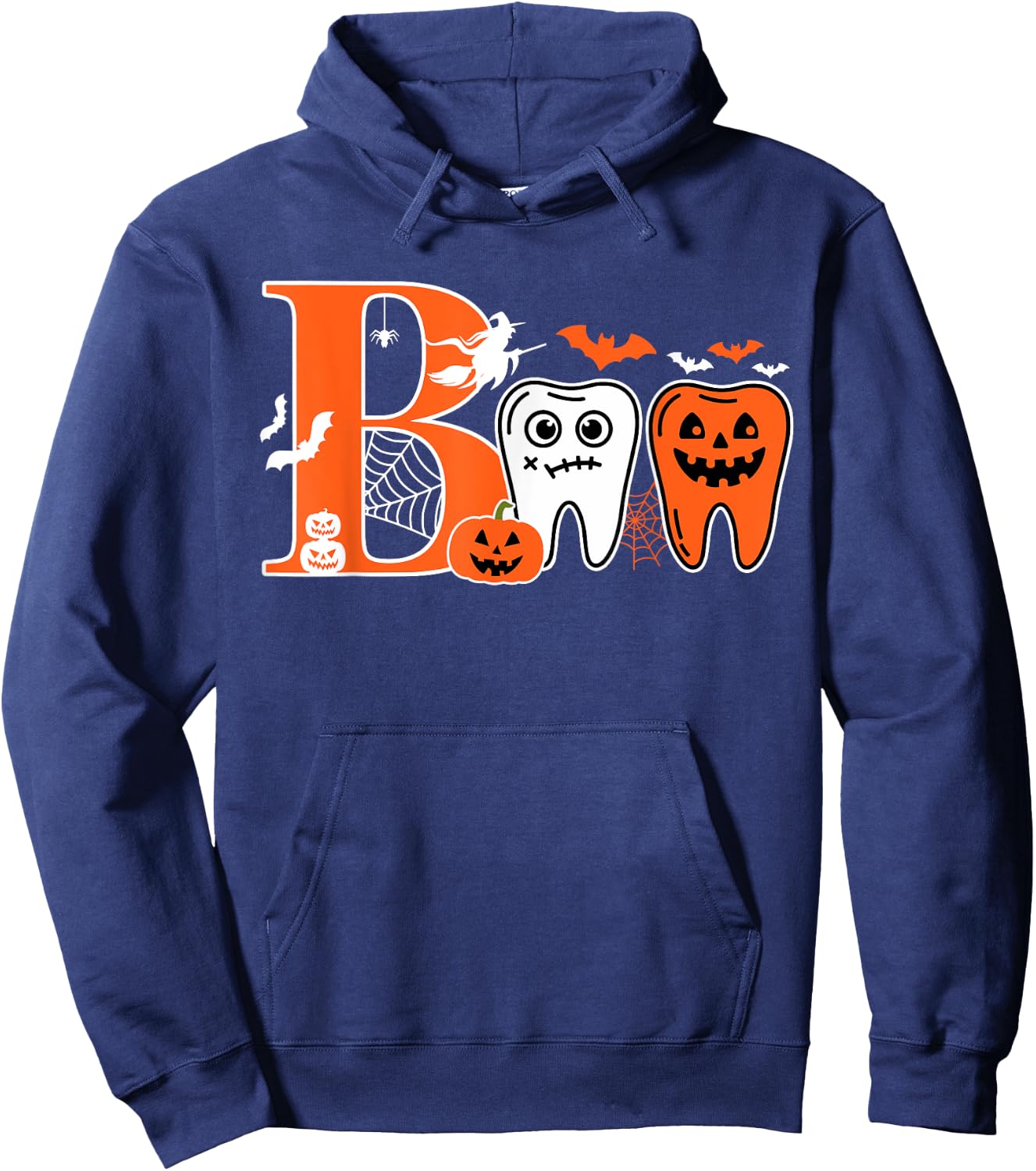 Boo Teeth Pumpkin Dentist Dental Hygienist Halloween Costume Hoodie - Hoodie | Navy