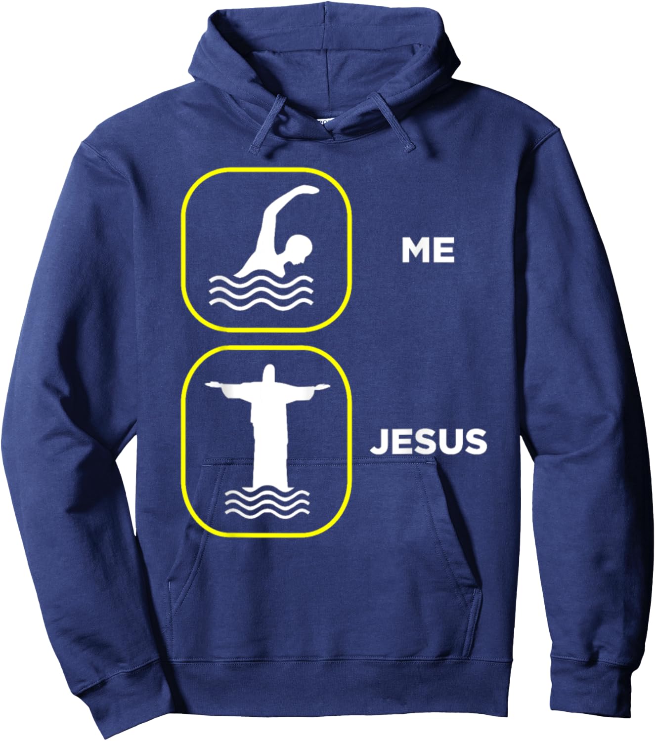 Funny Me Swimming Jesus Christian Faith - Religious Christ Hoodie - Hoodie | Navy