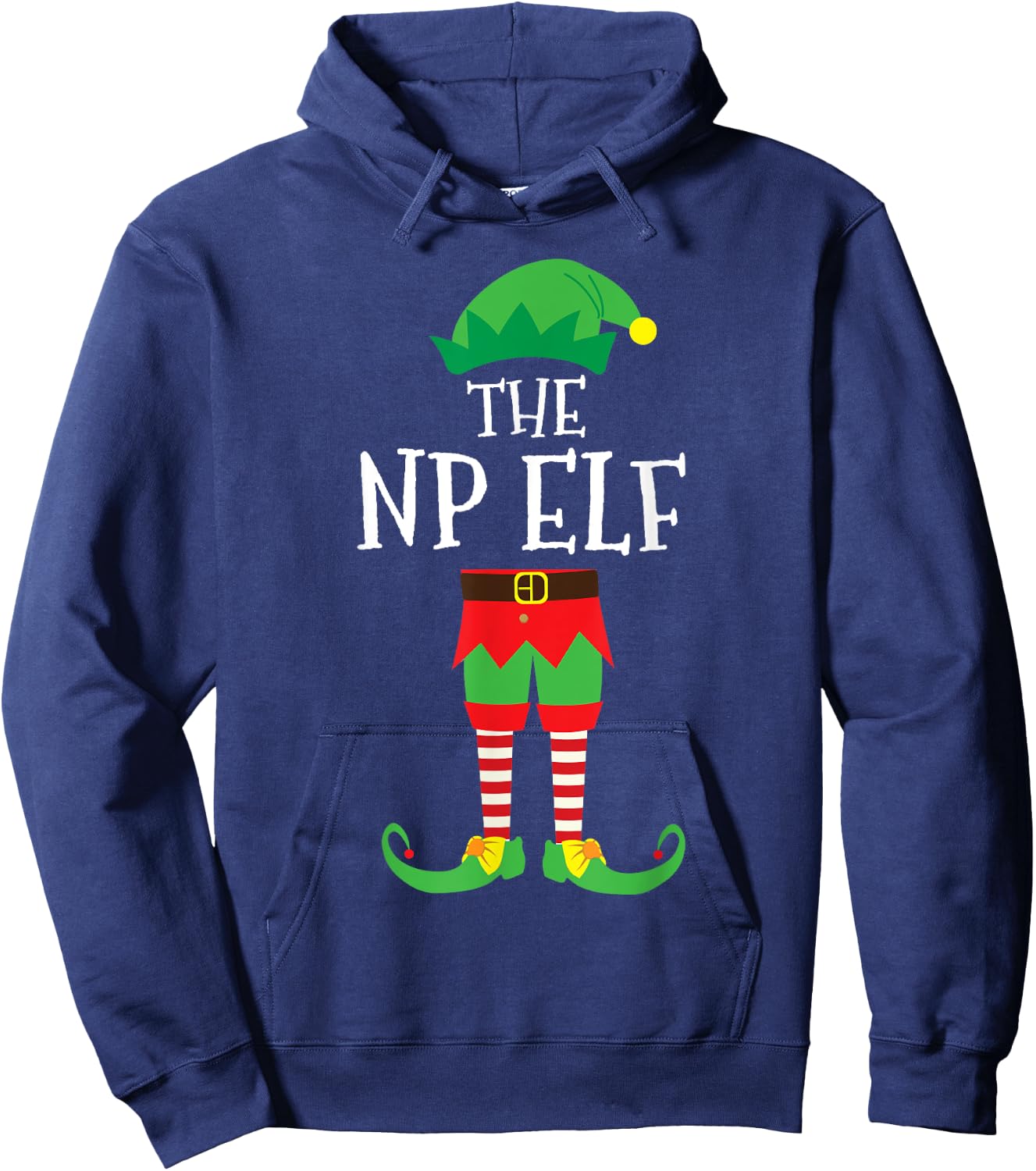 NP Nurse Practitioner Elf Matching Christmas Party Pajama Hoodie - Hoodie | Navy