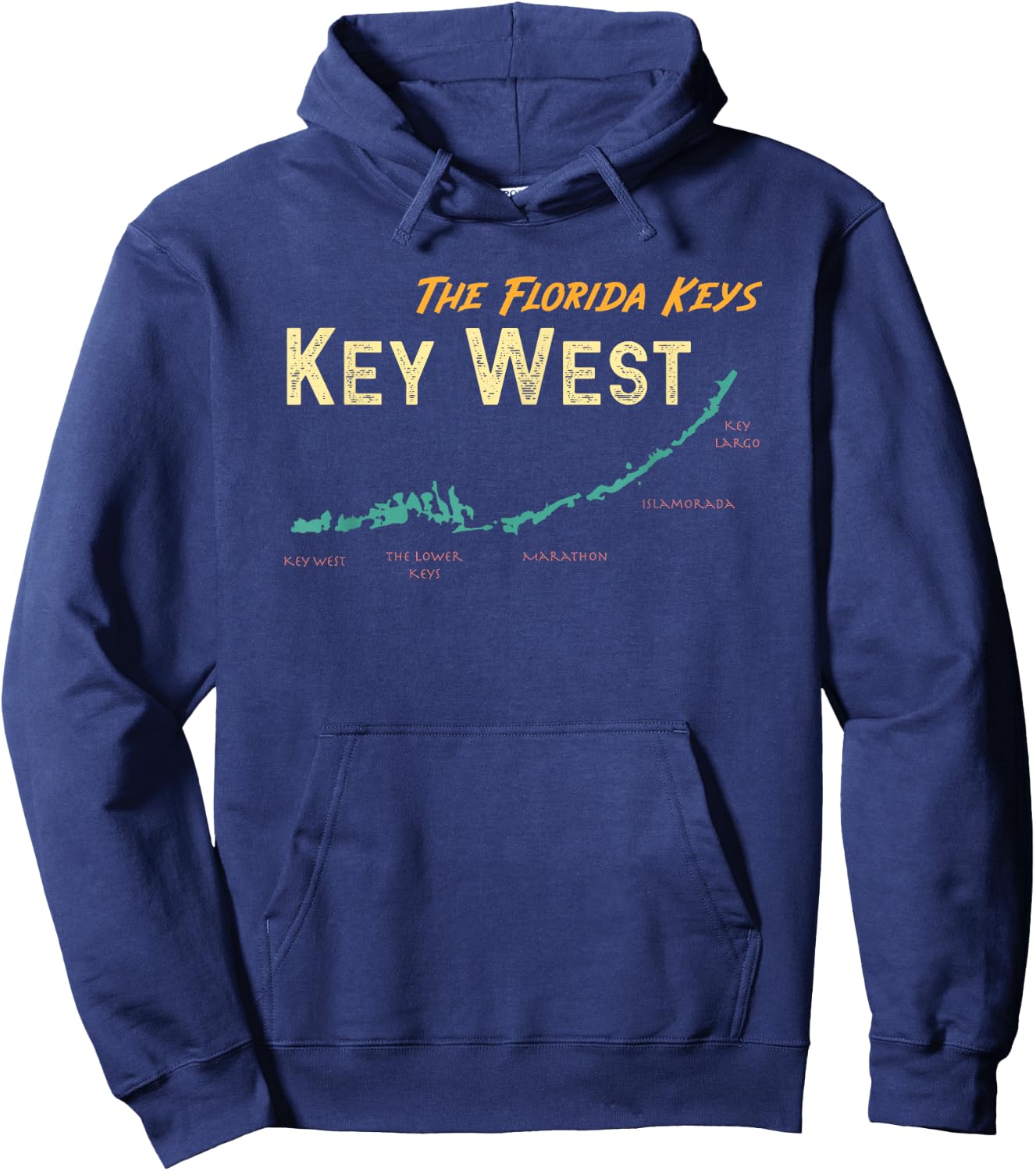 Florida Keys Map Key West Hoodie - Hoodie | Navy